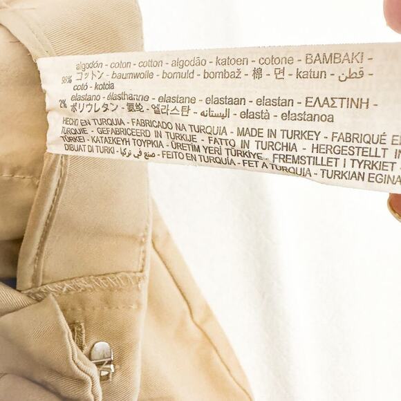 Zara Khaki Dress Pant Straight Leg Cropped Size Small - Picture 5 of 7